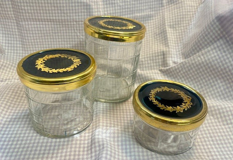 Cut Glass Jar with Gold Lid