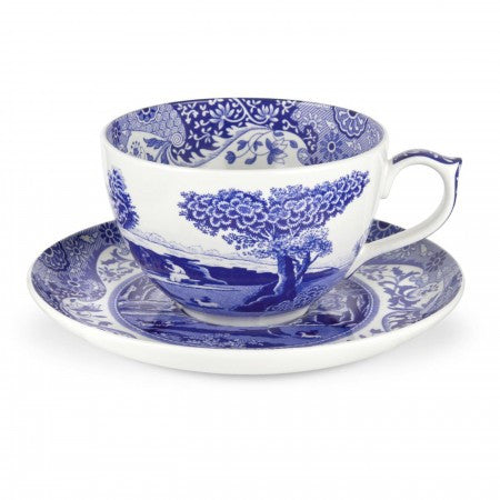 Spode Blue Italian Jumbo Cup And Saucer