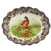 Spode Woodland Pheasant Oval Fluted Dish