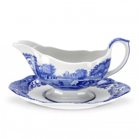 Spode Blue Italian Sauce Boat and Stand