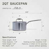 MADE IN - Stainless Clad 2 qt.Saucepan with Lid