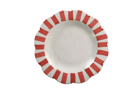 Casa Amarosa IvoryDinner Plate with Red Stripe