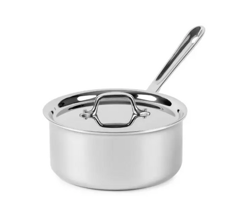 All- Clad - D3 Stainless 3-Ply Bonded Cookware, Sauce Pan with Lid, 3 quart