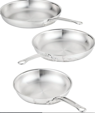 HESTAN 3 pc Skillet Set with Lids
