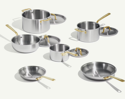 MADE IN - Limited Edition Stainless Set, Antique Brass Finished Handles