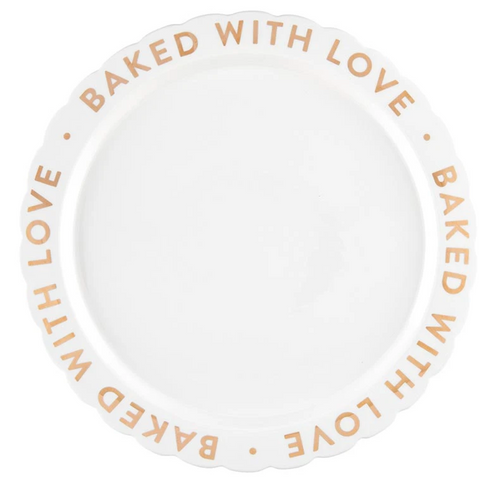 "Baked With Love" Serving Plate with Scalloped Edge