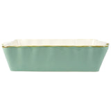 Vietri Italian Bakers - Aqua with Gold Trim on Scalloped Edge