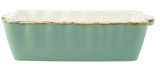 Vietri Italian Bakers - Aqua with Gold Trim on Scalloped Edge