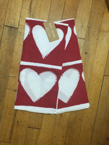 Red Towel with White Hearts