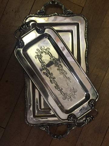 Silver-Plated Tray with Handles