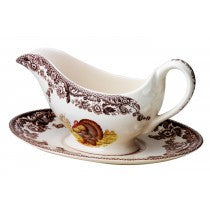 Spode Woodland Turkey Sauce Boat and Stand