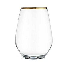 Cellini Stemless Gold Rim Wine Glasses